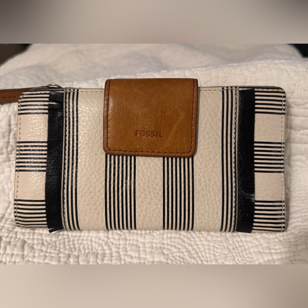 Fossil Fossil Emma Rfid Off-White & Black Striped… - image 2
